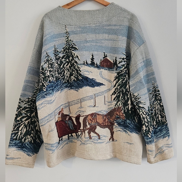 Vintage Arts Unlimited Sportswear Winter Scenic Tapestry 100% Cotton Jacket XXL - Picture 9 of 14